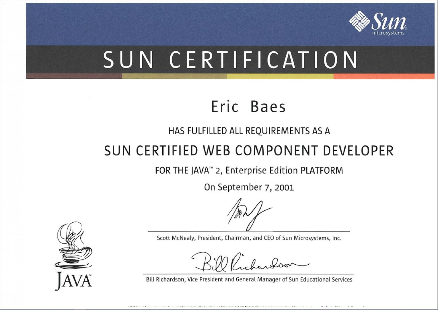 2001 (SCWCD) J2EE Sun Certified Web Component Developer