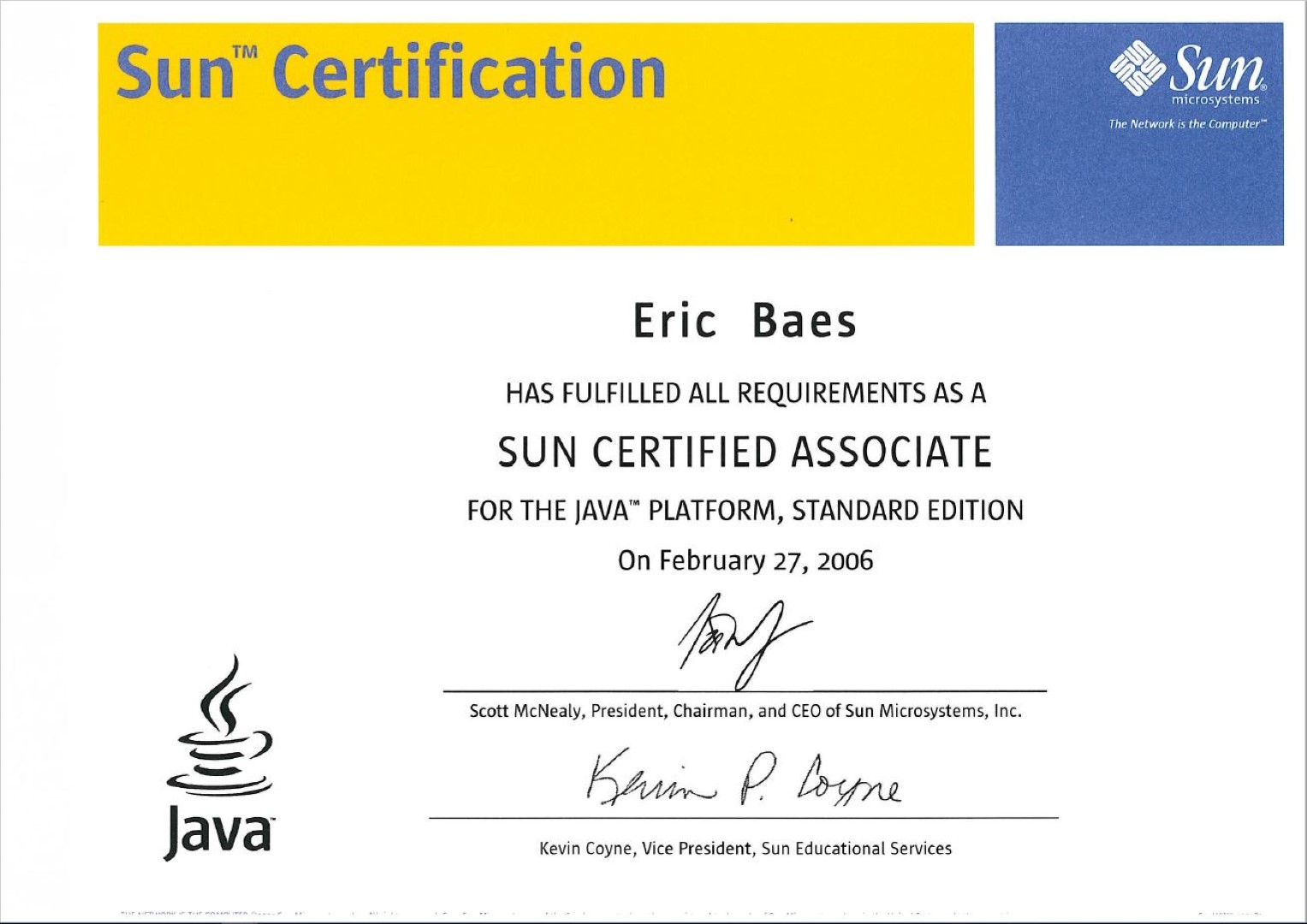 2006 (SCJA) J2SE Sun Certified Java Associate