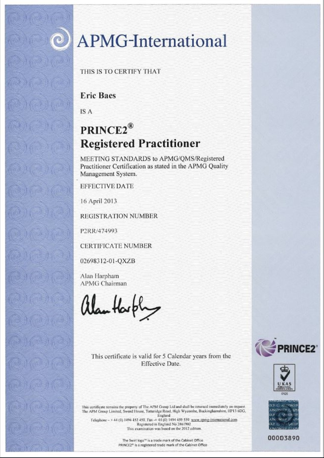 2013..2018 (PRINCE2) PRINCE2 Practitioner