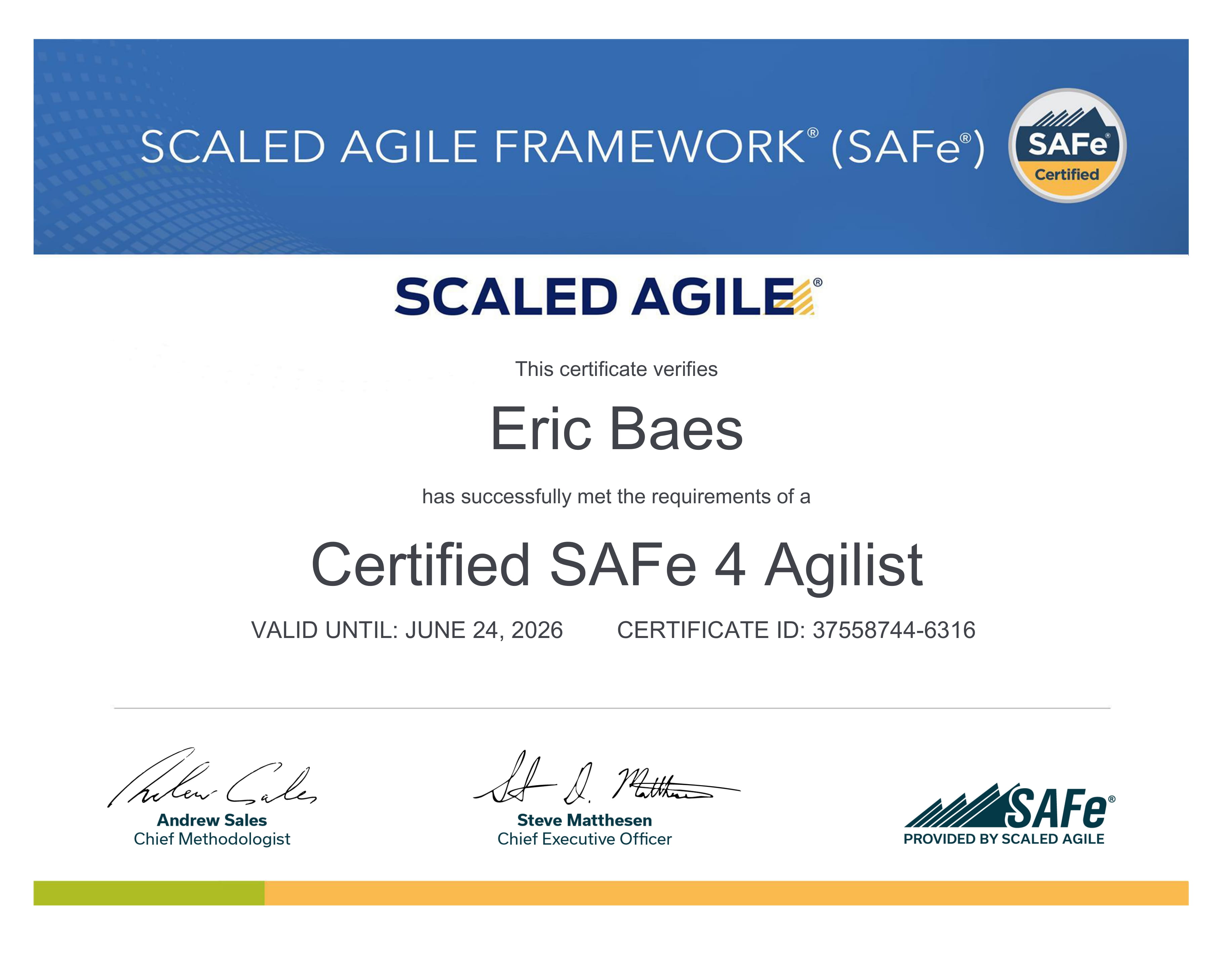 2017..2026 (SA) Certified SAFe 4 Agilist