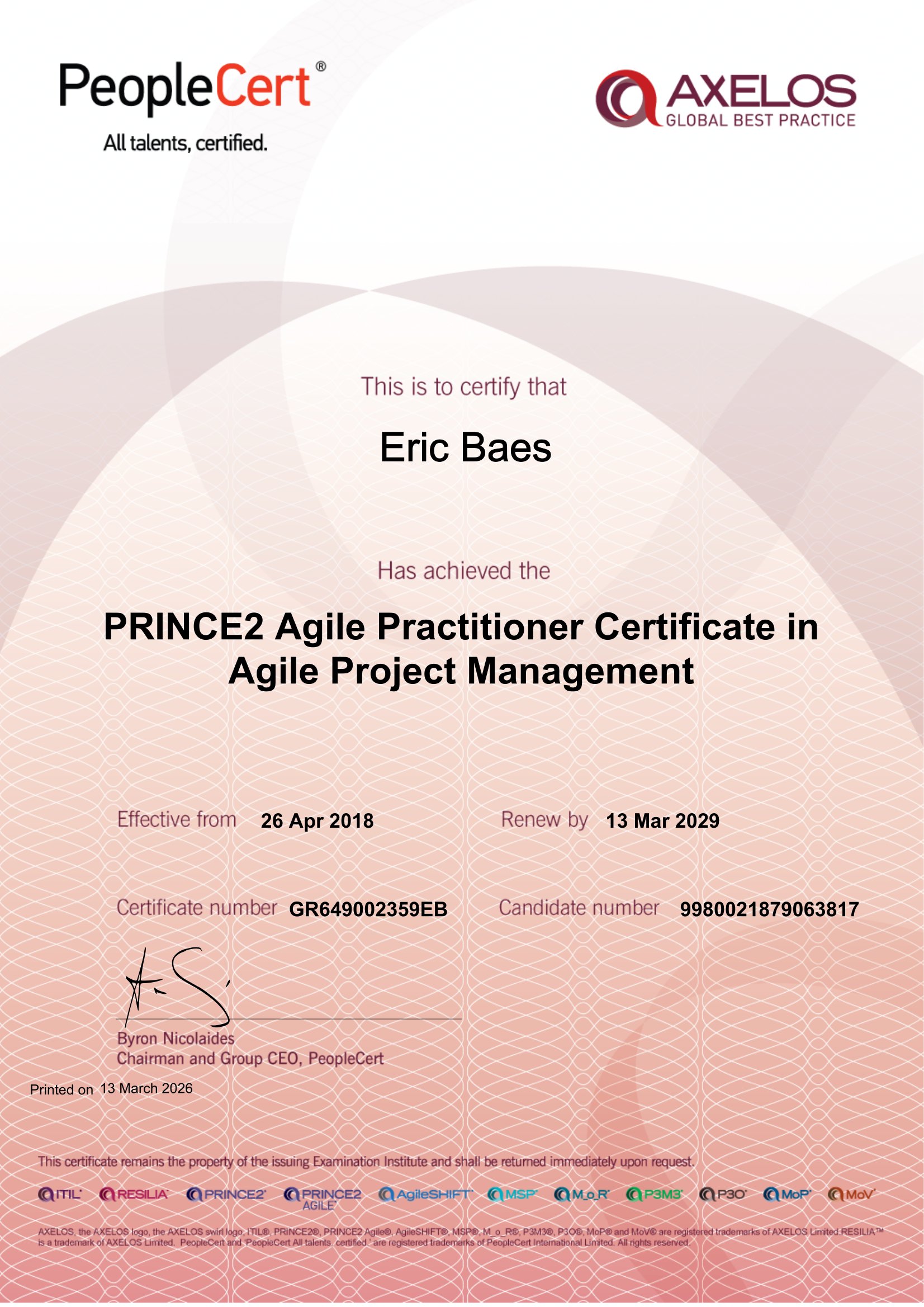 2018..2029 (PRINCE2) PRINCE2 Agile Practitioner